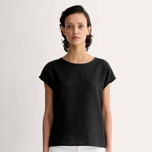 Everlane Muscle Top in Linen in Black, Size Large
